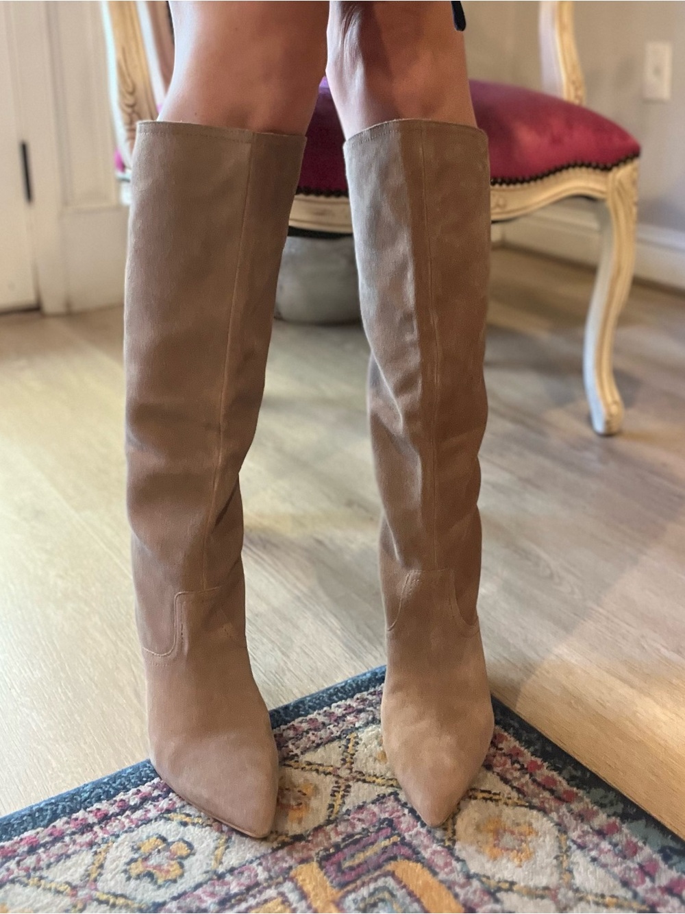 Dolce Vita Women's Knee-High Suede Block Heel Boots - Taupe 6 1/2
